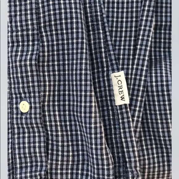 J.Crew Men Dress Shirt Blue White Plaid Small 100% Cotton Long Sleeve - Picture 2 of 9